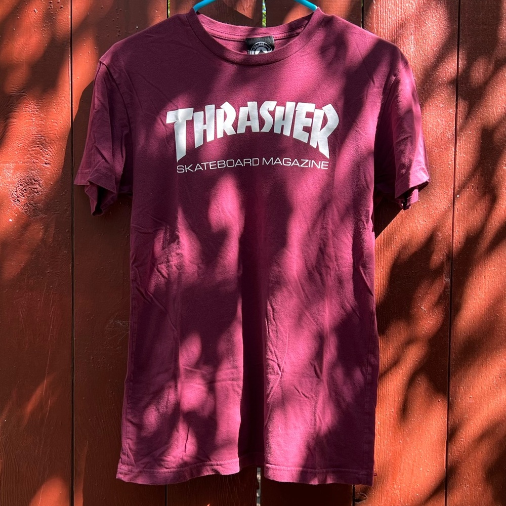 Thrasher Skateboard Magazine T Shirt Maroon